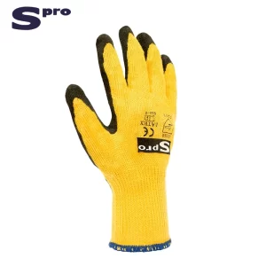 GUANTE SPROFLEX TEJIDO DORADO RECUBIERTO PALMA LATEX NEGRO