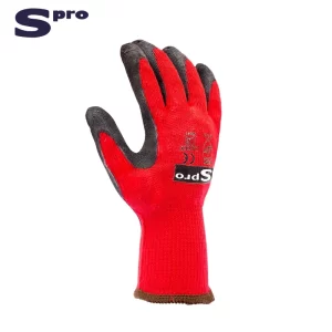 GUANTE SPROFLEX TEJIDO ROJO RECUBIERTO PALMA LATEX NEGRO
